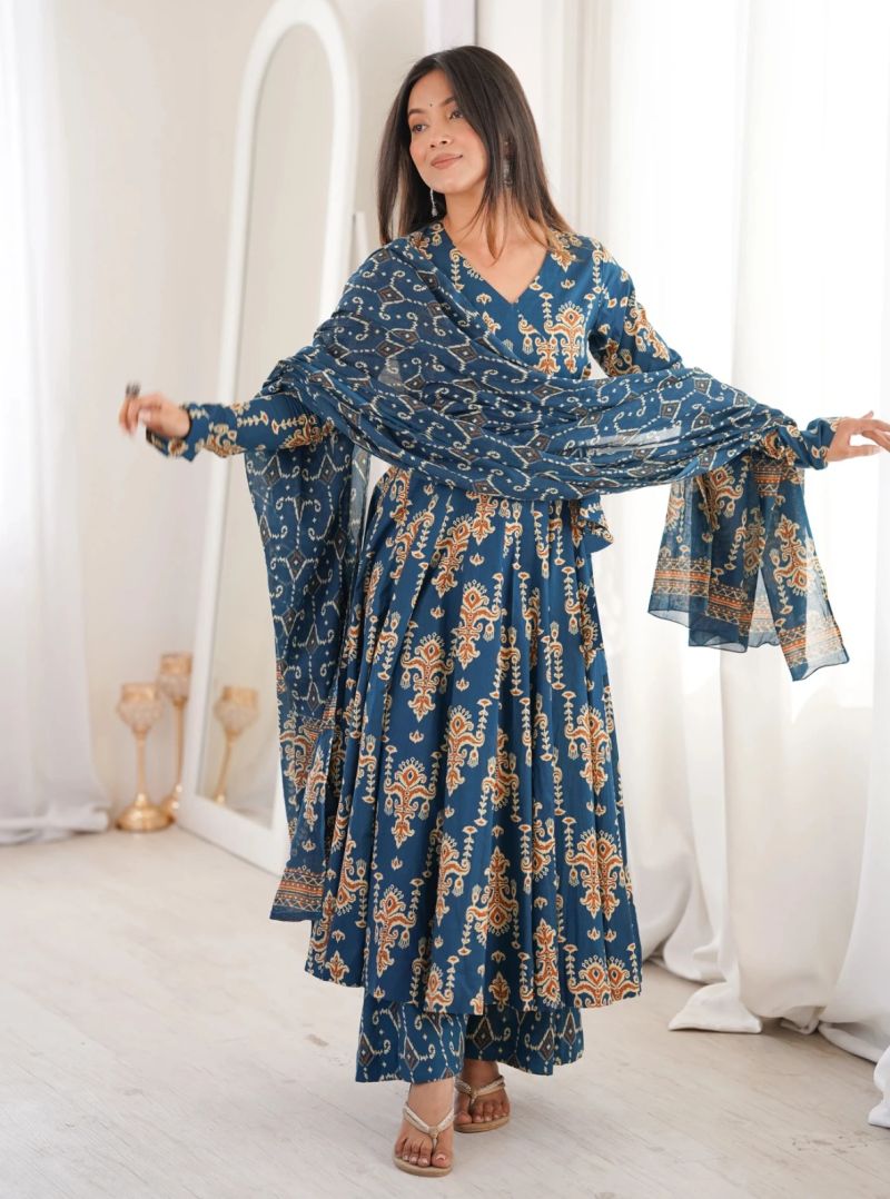 Amrah Wholesale Dhruvi 532 Viscose Printed Kurti Pant Dupatta Set