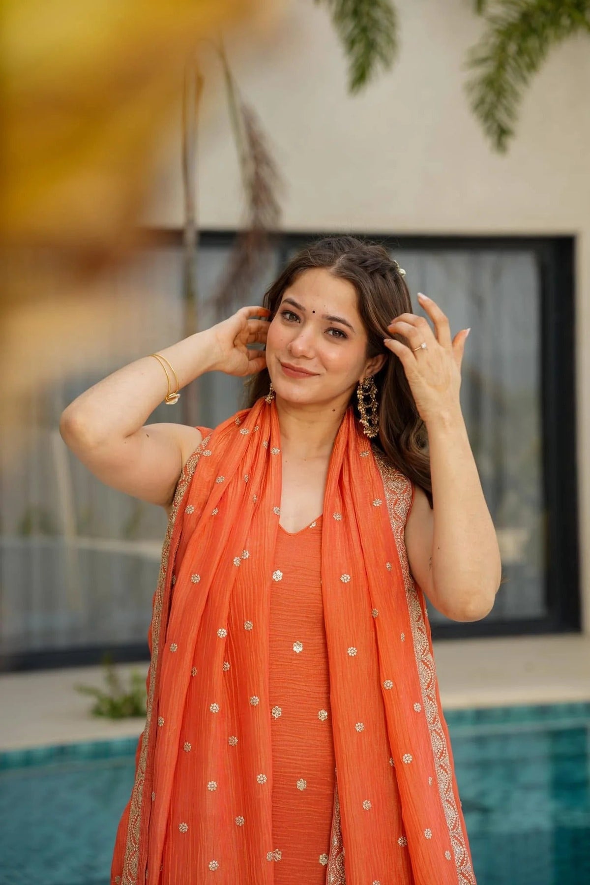 Amrah Wholesale Dhuakira 01 Chinon Silk Kurti Pant Dupatta Set - Amrah Wholesale