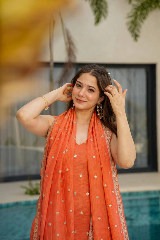 Amrah Wholesale Dhuakira 01 Chinon Silk Kurti Pant Dupatta Set - Amrah Wholesale