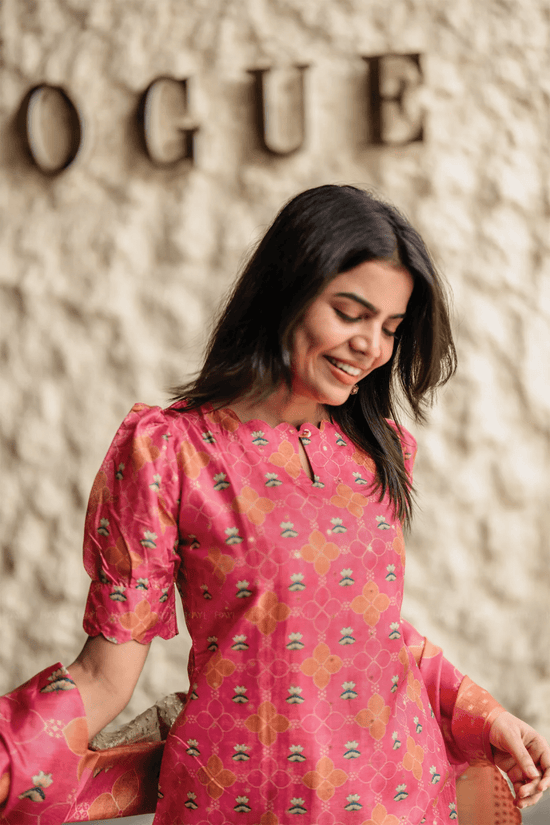 Amrah Wholesale Dhuesha 01 Crepe Printed Kurti Pant Dupatta Set - Amrah Wholesale