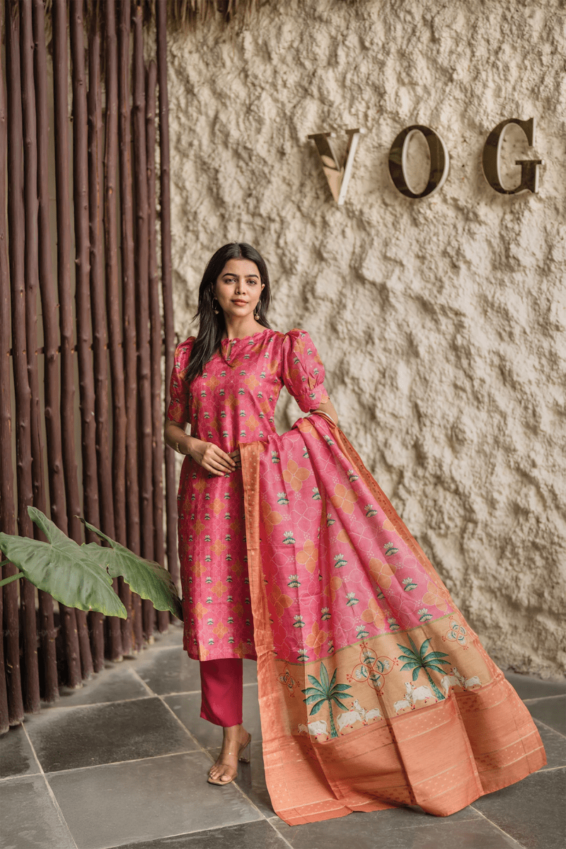 Amrah Wholesale Dhuesha 01 Crepe Printed Kurti Pant Dupatta Set - Amrah Wholesale