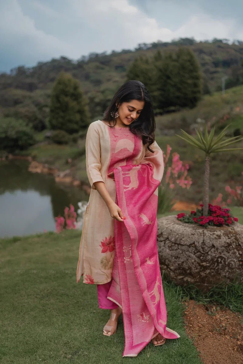 Amrah Wholesale Dhufreya 01 Zarna Silk Printed Kurti Pant Dupatta Set - Amrah Wholesale