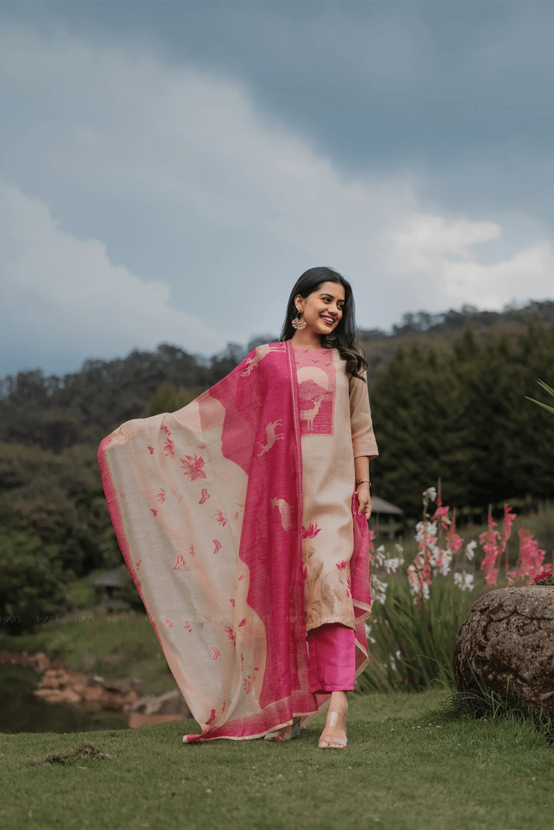 Amrah Wholesale Dhufreya 01 Zarna Silk Printed Kurti Pant Dupatta Set - Amrah Wholesale