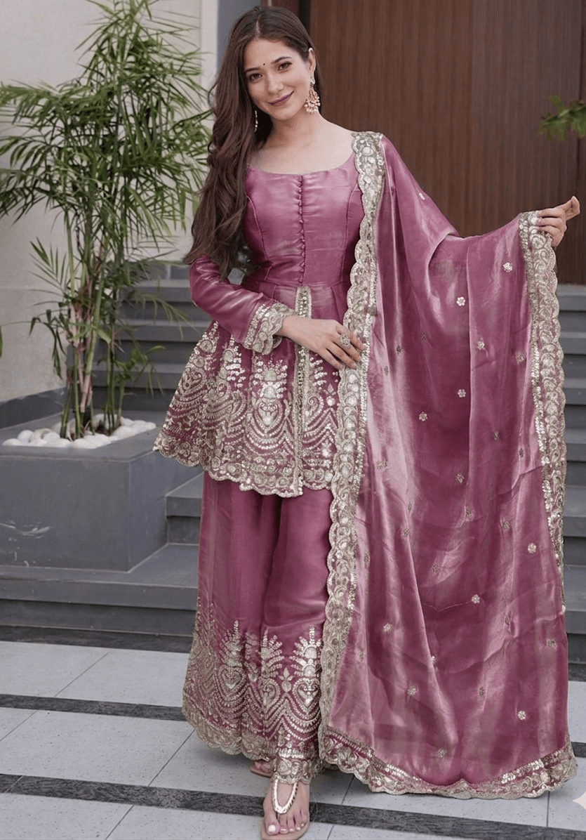 Amrah Wholesale Dhukritika 01 Fandy Silk Embroidered Kurti Pant Dupatta Set - Amrah Wholesale