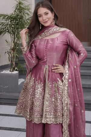 Amrah Wholesale Dhukritika 01 Fandy Silk Embroidered Kurti Pant Dupatta Set - Amrah Wholesale