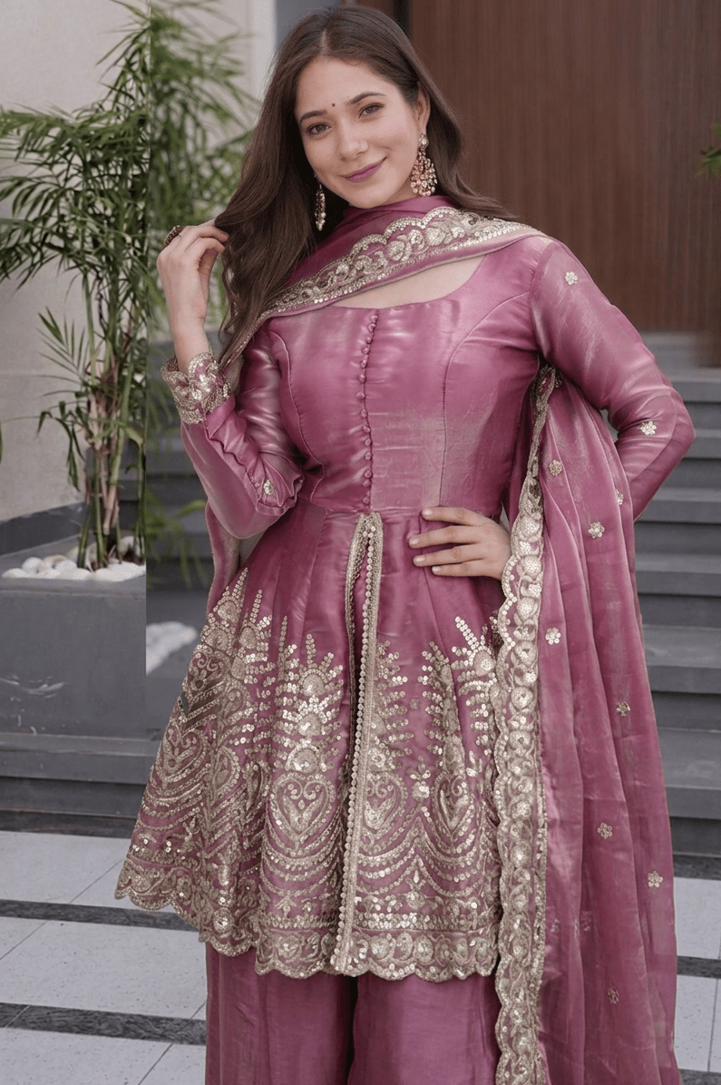 Amrah Wholesale Dhukritika 01 Fandy Silk Embroidered Kurti Pant Dupatta Set - Amrah Wholesale