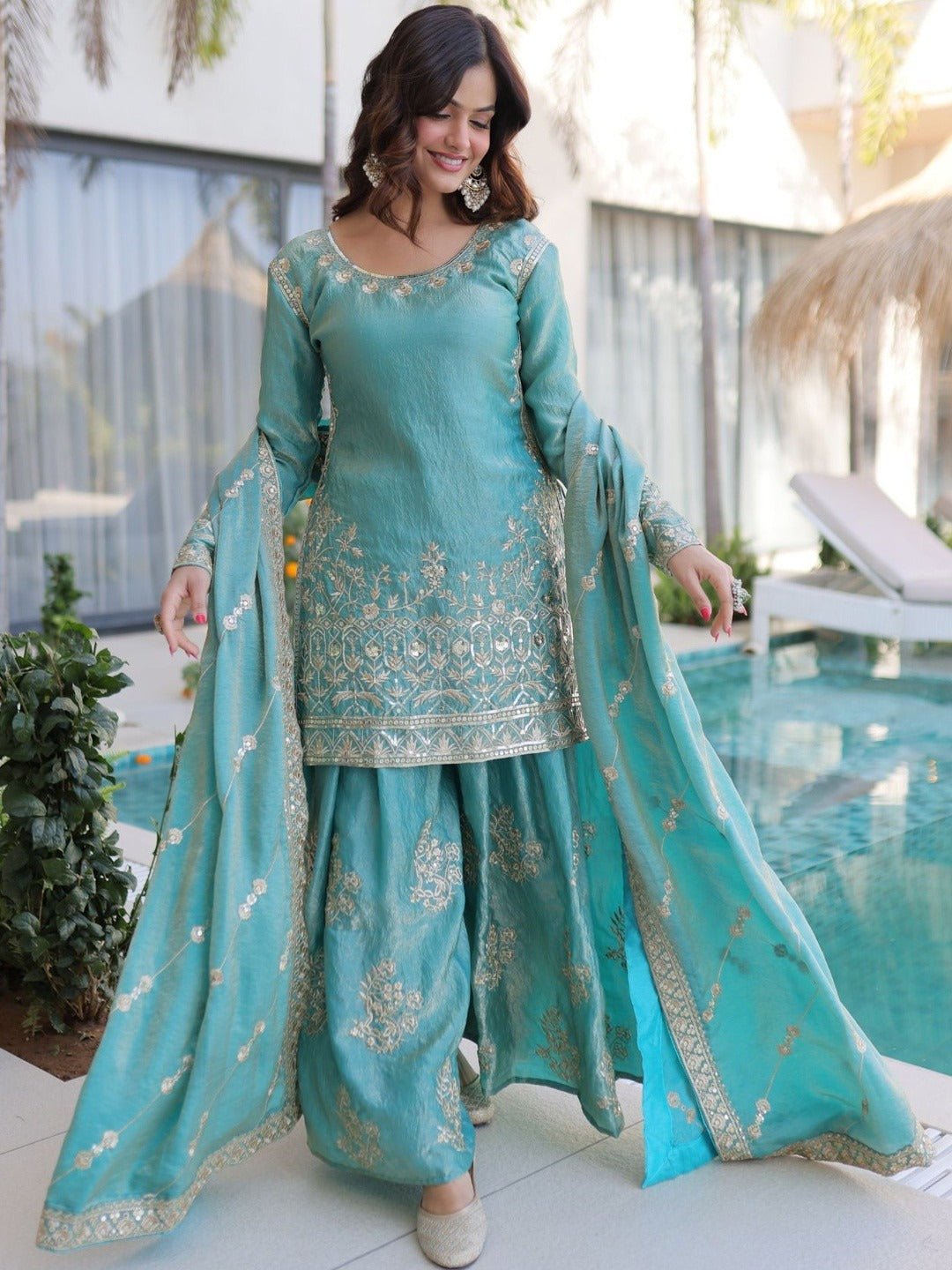Amrah Wholesale Dhusameera 01 Fandy Silk Kurti Pant Dupatta Set - Amrah Wholesale