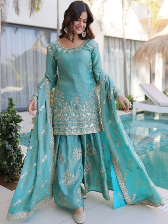 Amrah Wholesale Dhusameera 01 Fandy Silk Kurti Pant Dupatta Set - Amrah Wholesale