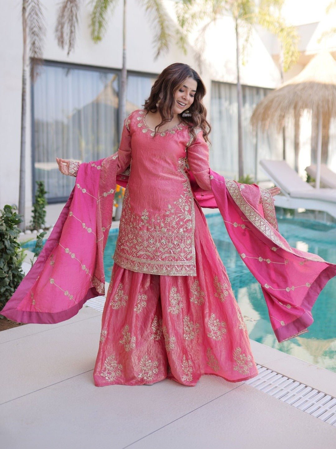 Amrah Wholesale Dhusameera 01 Fandy Silk Kurti Pant Dupatta Set - Amrah Wholesale