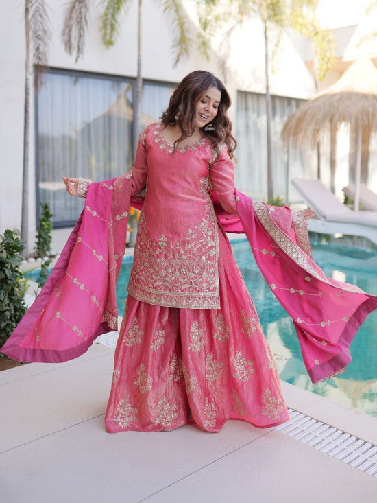 Amrah Wholesale Dhusameera 01 Fandy Silk Kurti Pant Dupatta Set - Amrah Wholesale