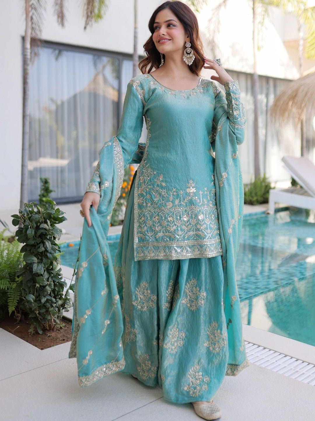 Amrah Wholesale Dhusameera 01 Fandy Silk Kurti Pant Dupatta Set - Amrah Wholesale
