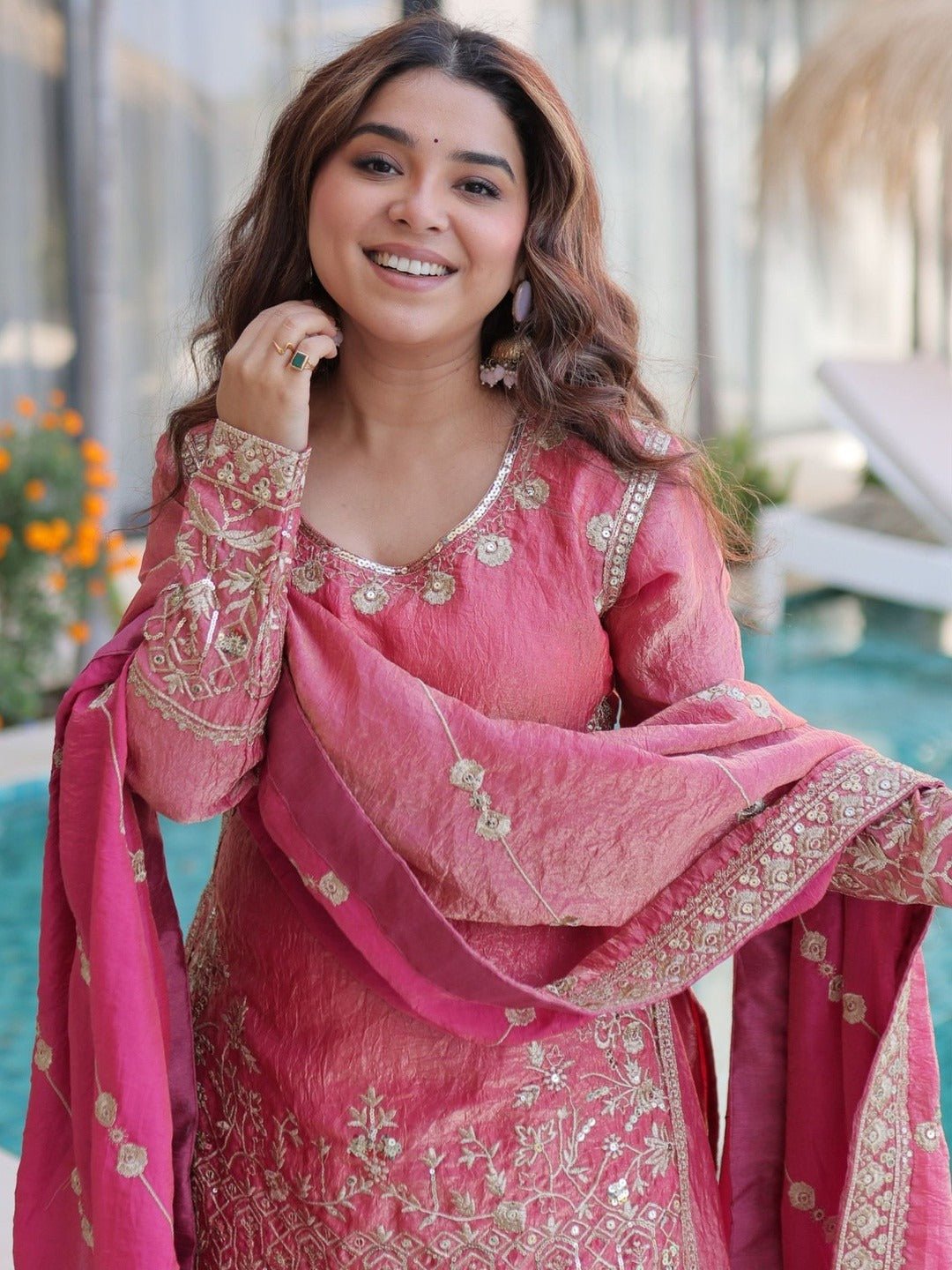 Amrah Wholesale Dhusameera 01 Fandy Silk Kurti Pant Dupatta Set - Amrah Wholesale