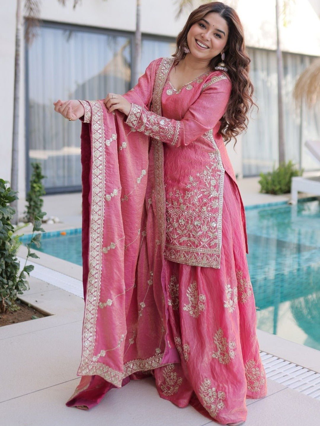 Amrah Wholesale Dhusameera 01 Fandy Silk Kurti Pant Dupatta Set - Amrah Wholesale