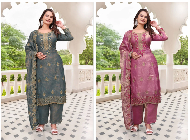 Amrah Wholesale Dk 1011 Fendy Satin Embroidery Worked Kurti Pant Dupatta Set