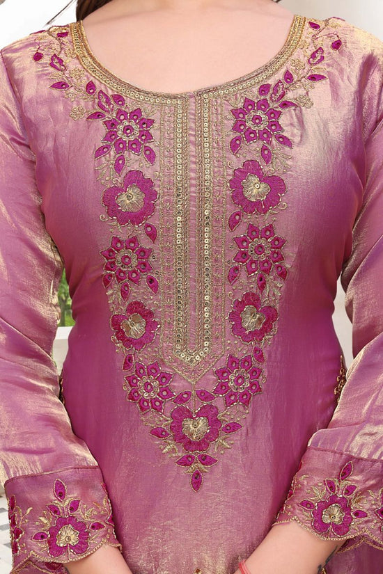 Amrah Wholesale Dk 1011 Fendy Satin Embroidery Worked Kurti Pant Dupatta Set