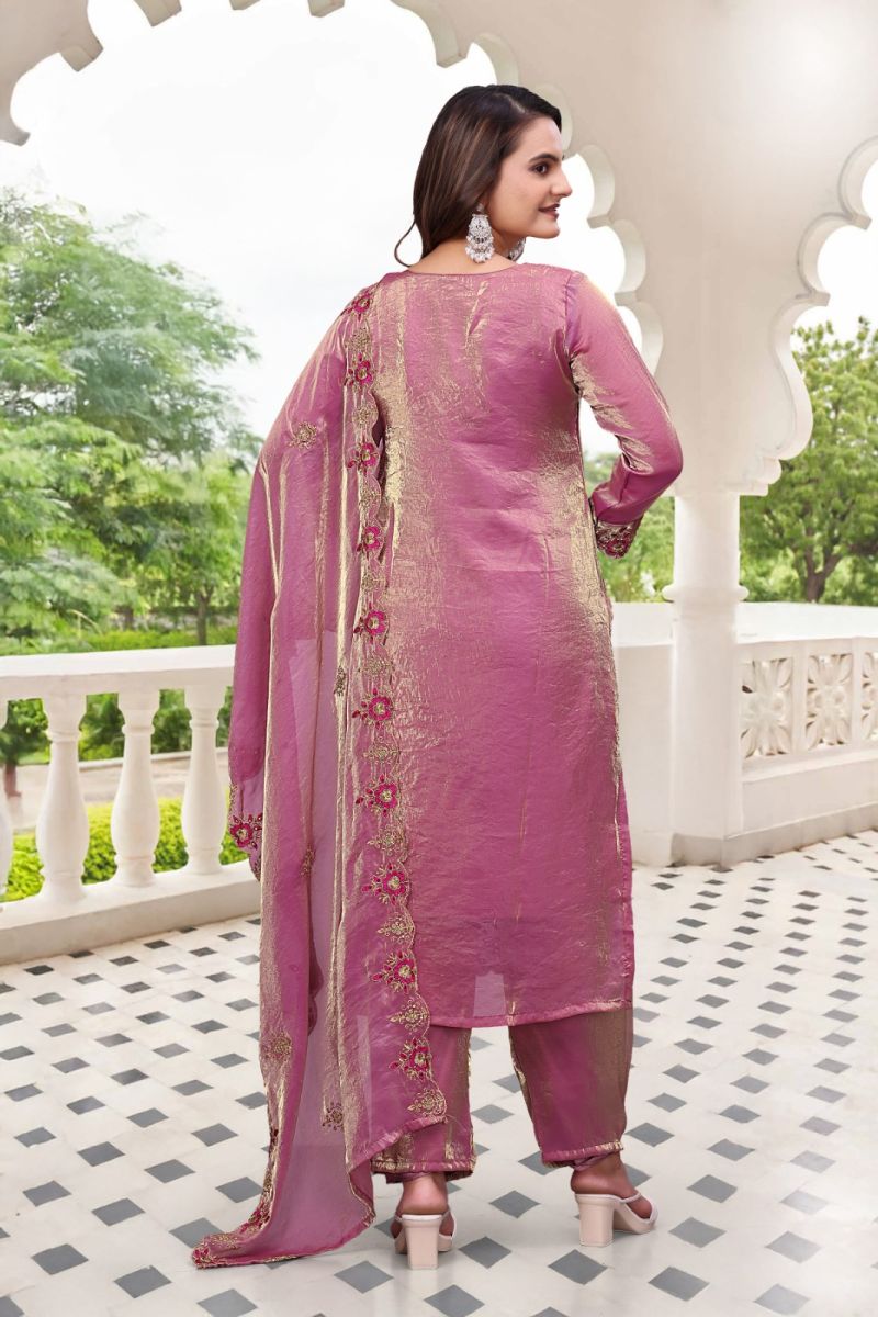Amrah Wholesale Dk 1011 Fendy Satin Embroidery Worked Kurti Pant Dupatta Set