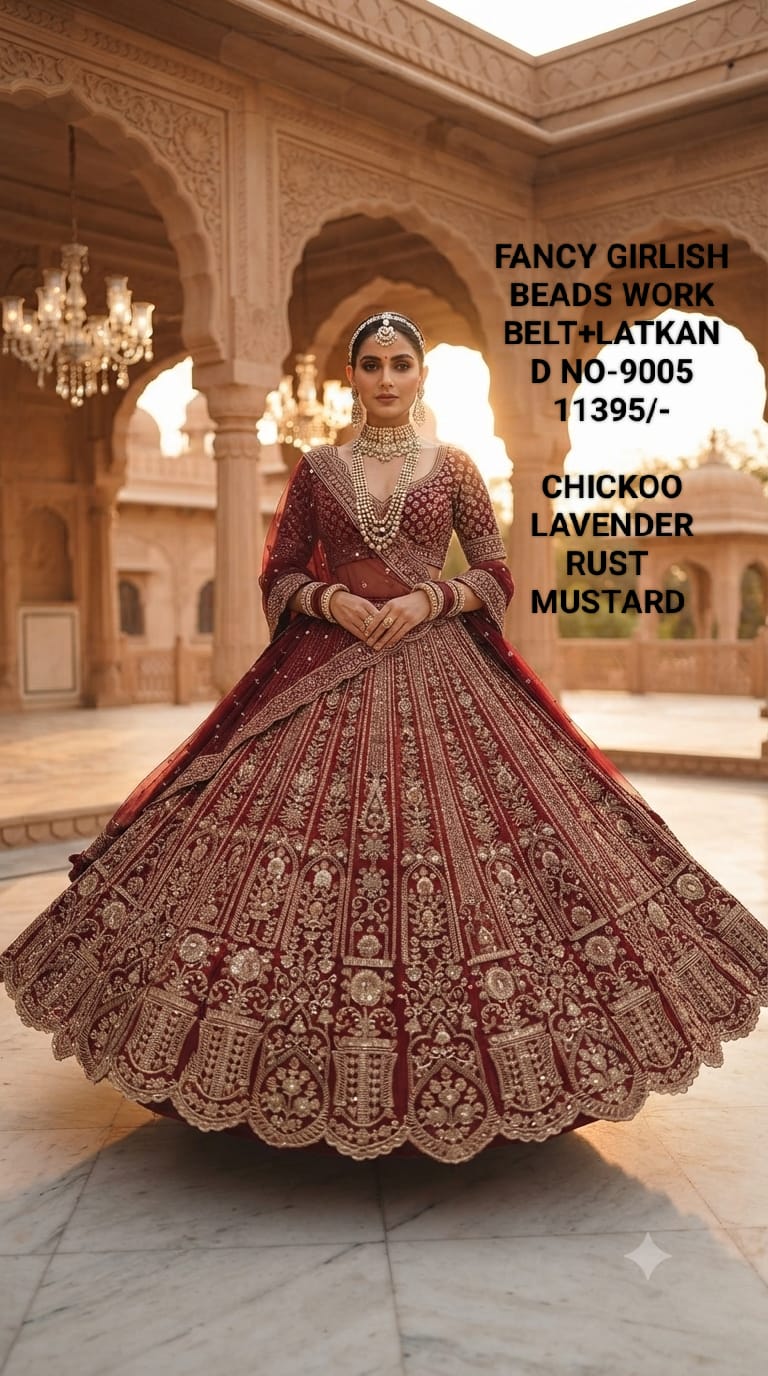 Amrah Wholesale Dmf 9005 Girlish Beads Work Big Flair Lehenga