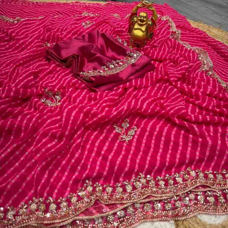 Amrah Wholesale DS 838 Georgette Bandhani Printed Saree Collection - Amrah Wholesale