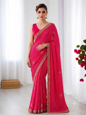 Amrah Wholesale DS 838 Georgette Bandhani Printed Saree Collection - Amrah Wholesale
