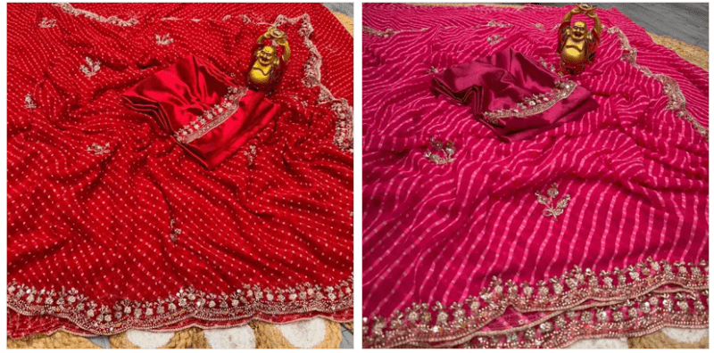 Amrah Wholesale DS 838 Georgette Bandhani Printed Saree Collection - Amrah Wholesale