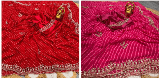Amrah Wholesale DS 838 Georgette Bandhani Printed Saree Collection - Amrah Wholesale