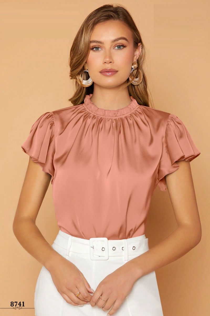 Amrah Wholesale Emily 8741 Colour Cotton Satin Western Top