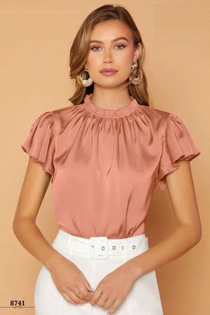 Amrah Wholesale Emily 8741 Colour Cotton Satin Western Top