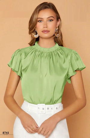 Amrah Wholesale Emily 8741 Colour Cotton Satin Western Top