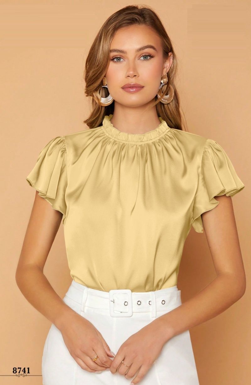 Amrah Wholesale Emily 8741 Colour Cotton Satin Western Top