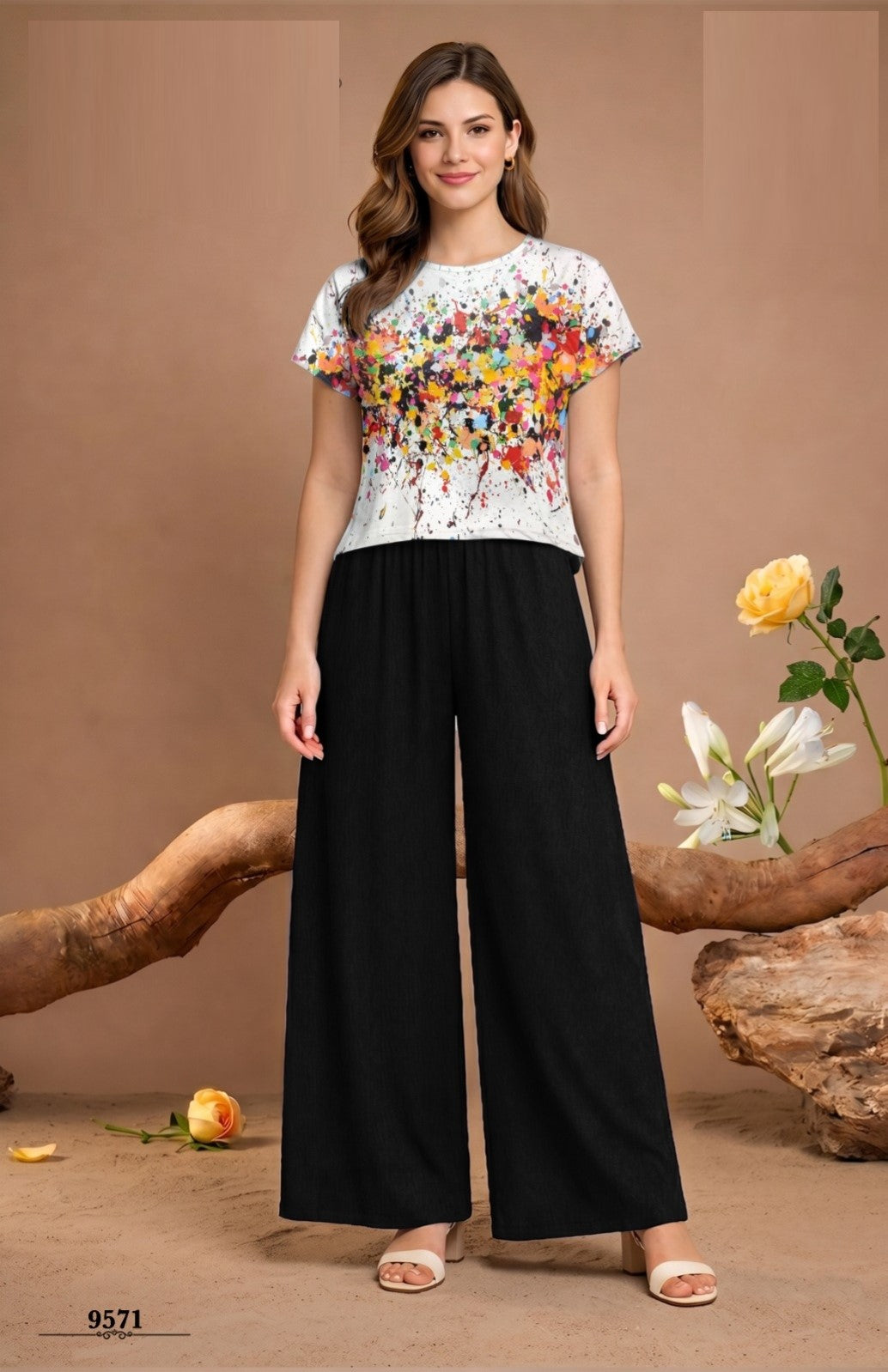Amrah Wholesale Emily 9571 Rich Ny Printed Co Ord Set