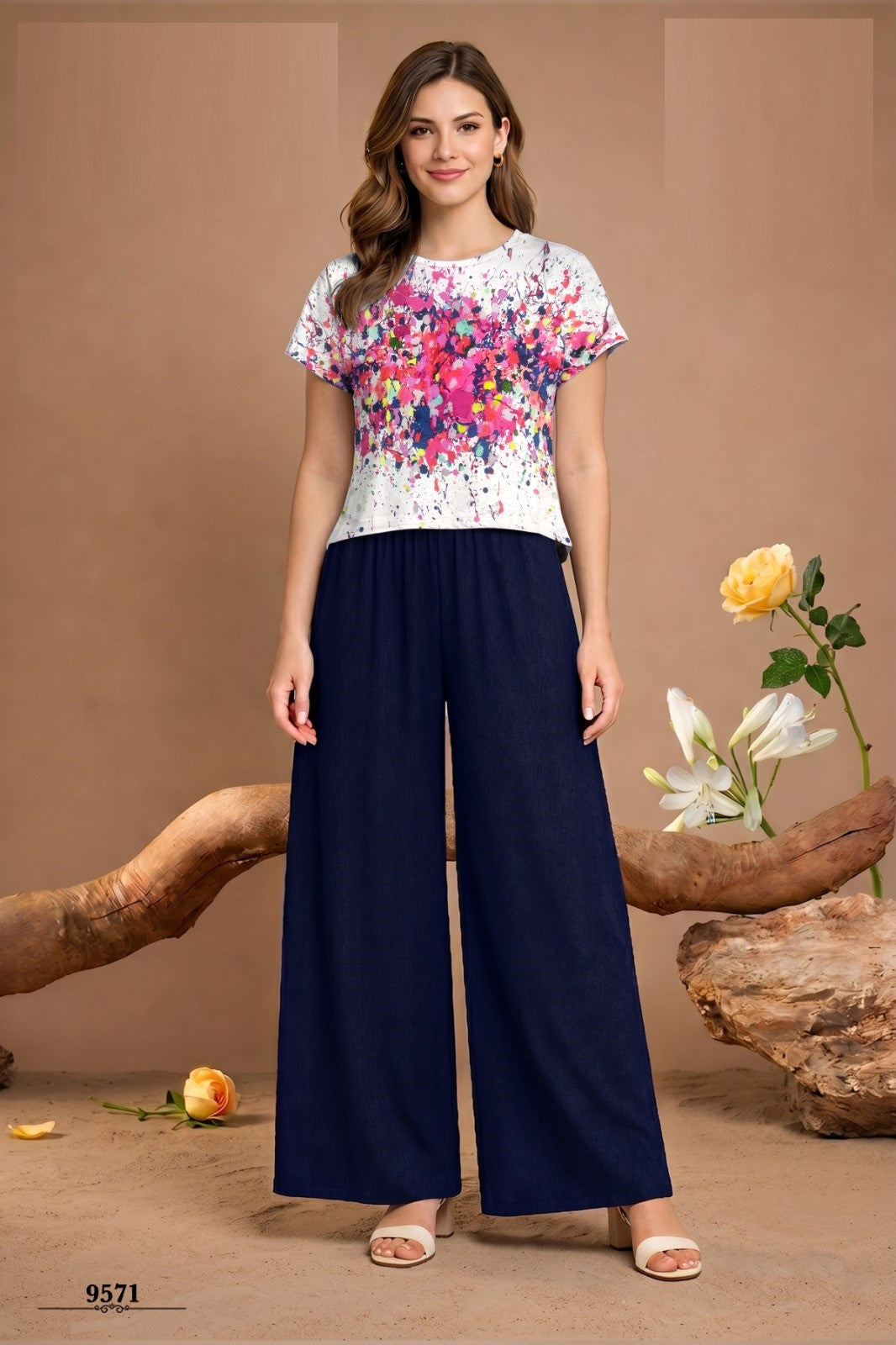 Amrah Wholesale Emily 9571 Rich Ny Printed Co Ord Set