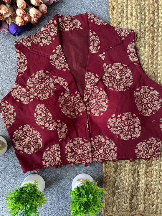 Amrah Wholesale Fab Ajrakh Collar Vol 1 Cotton Printed Blouse - Amrah Wholesale