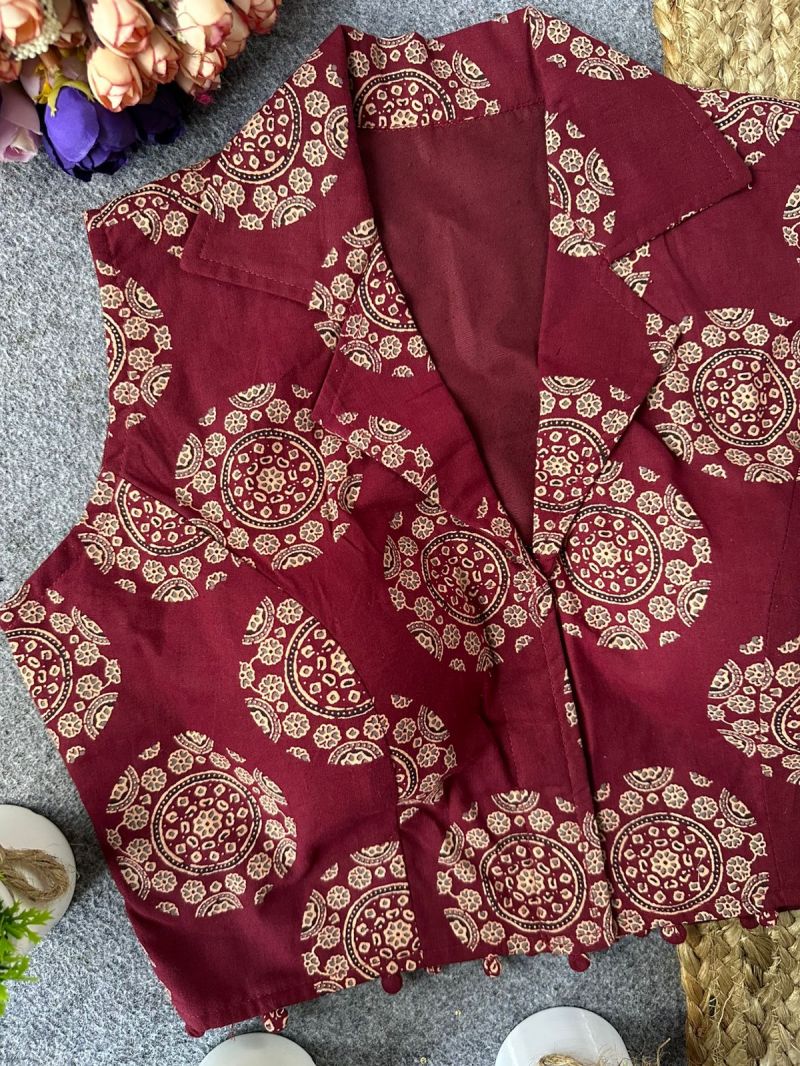 Amrah Wholesale Fab Ajrakh Collar Vol 1 Cotton Printed Blouse - Amrah Wholesale