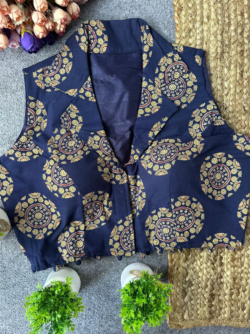 Amrah Wholesale Fab Ajrakh Collar Vol 1 Cotton Printed Blouse - Amrah Wholesale
