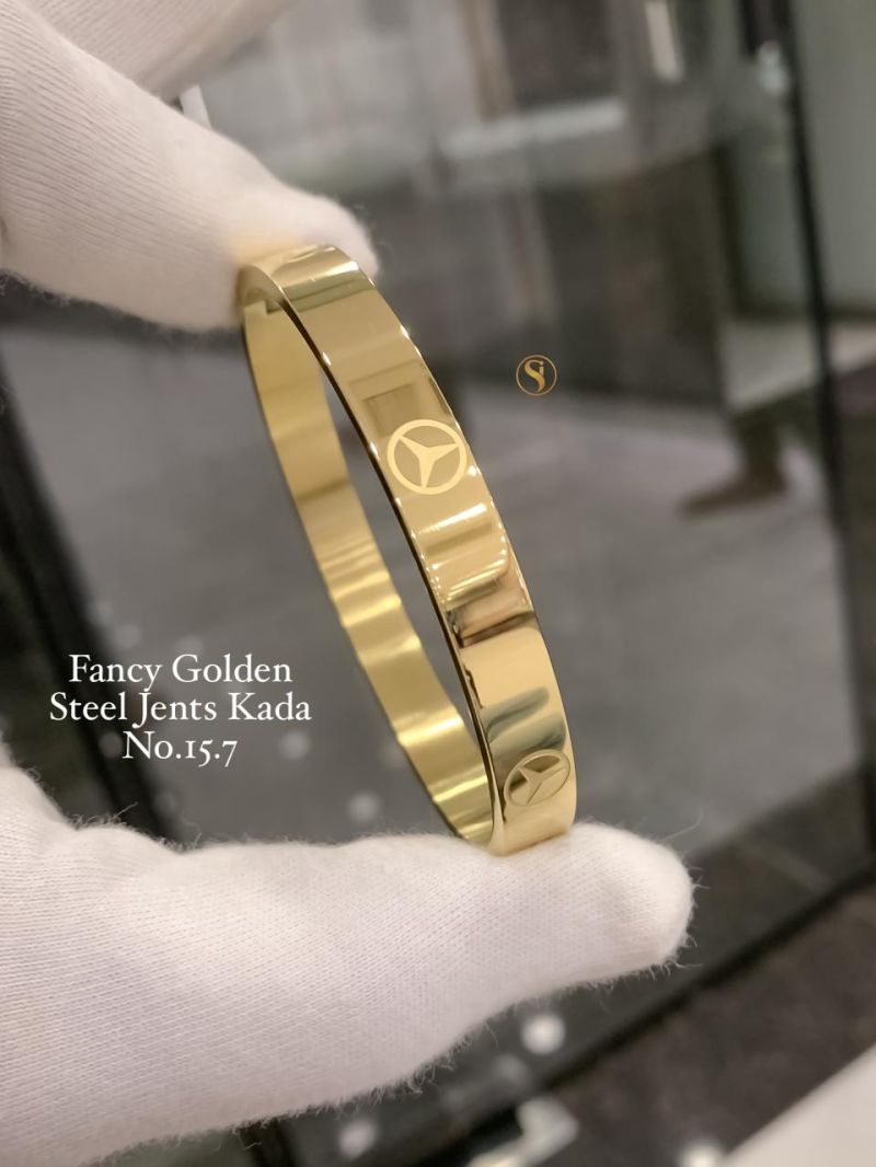 Amrah Wholesale Fancy Two Tone Golden Steel Kada