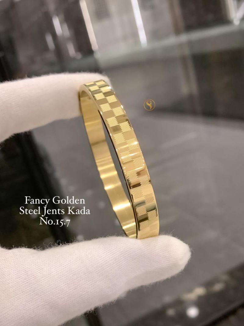 Amrah Wholesale Fancy Two Tone Golden Steel Kada