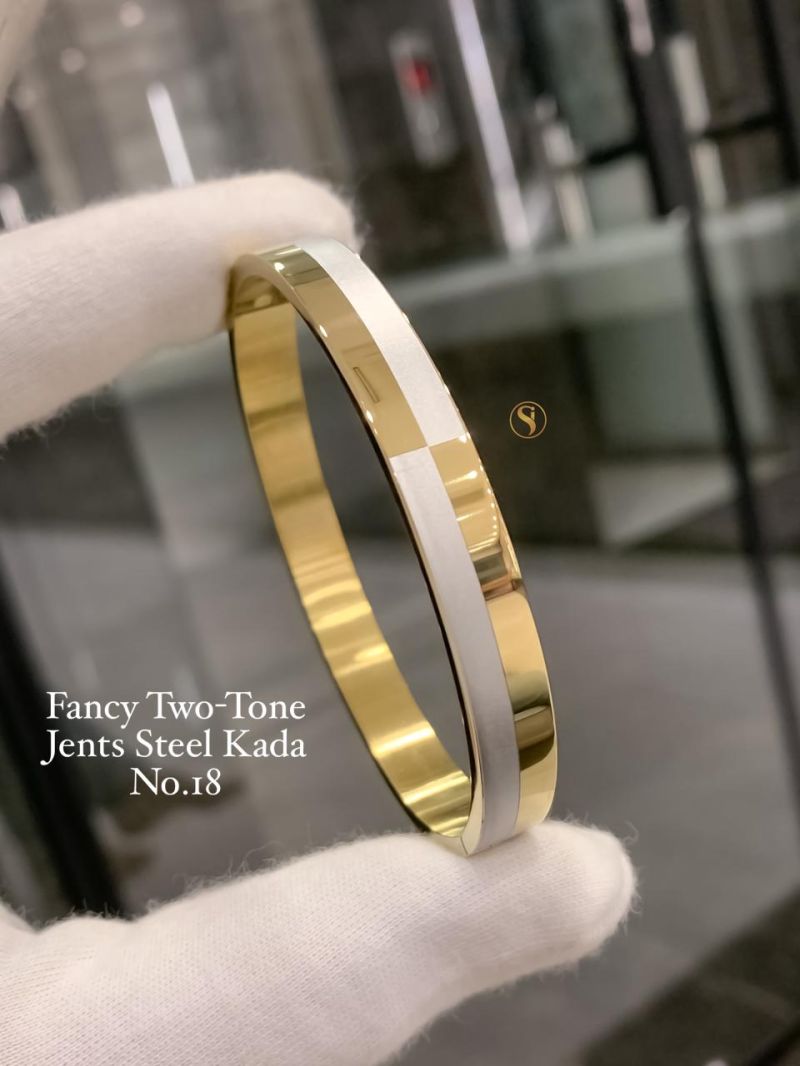 Amrah Wholesale Fancy Two Tone Golden Steel Kada