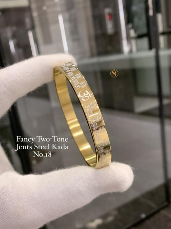 Amrah Wholesale Fancy Two Tone Golden Steel Kada