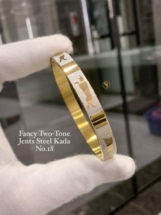 Amrah Wholesale Fancy Two Tone Golden Steel Kada