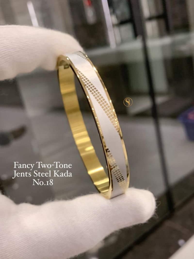 Amrah Wholesale Fancy Two Tone Golden Steel Kada