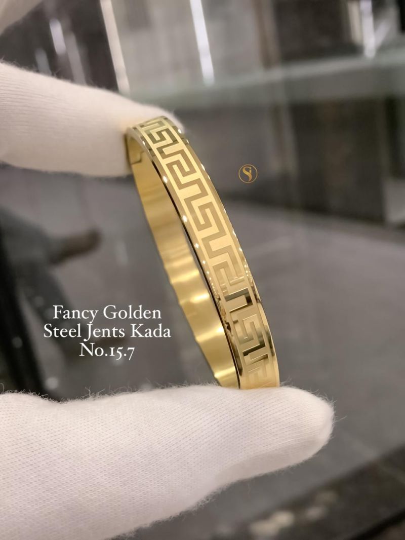 Amrah Wholesale Fancy Two Tone Golden Steel Kada