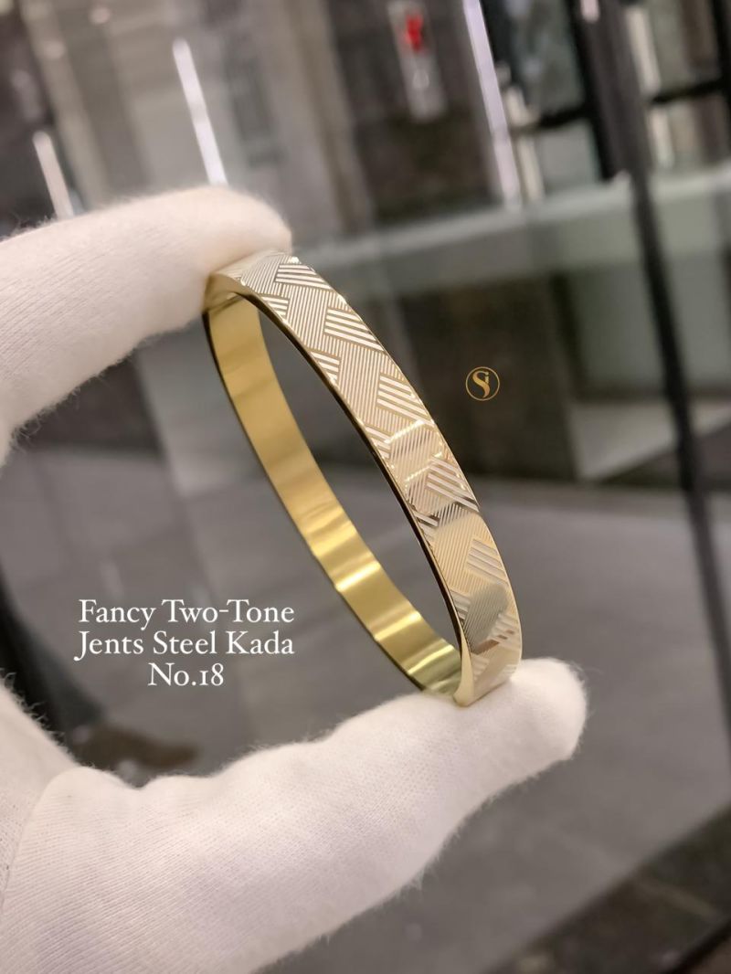 Amrah Wholesale Fancy Two Tone Golden Steel Kada