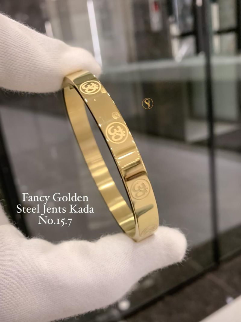Amrah Wholesale Fancy Two Tone Golden Steel Kada