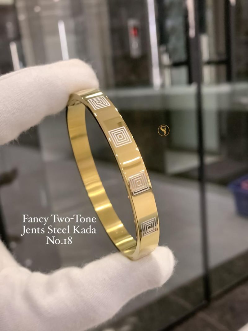 Amrah Wholesale Fancy Two Tone Golden Steel Kada