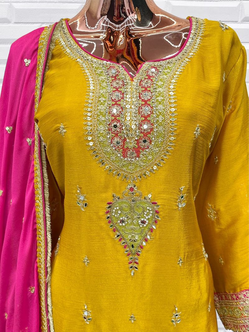 Amrah Wholesale Farshi Daur 2641 To 2643 Chinon Embroidered Dress Material - Amrah Wholesale