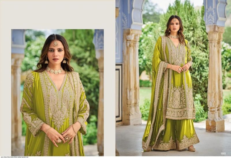 Amrah Wholesale Flora 1001 To 1005 Chinon Embroidered Dress Material