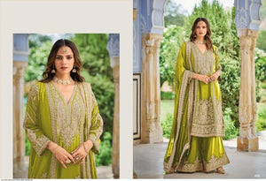 Amrah Wholesale Flora 1001 To 1005 Chinon Embroidered Dress Material