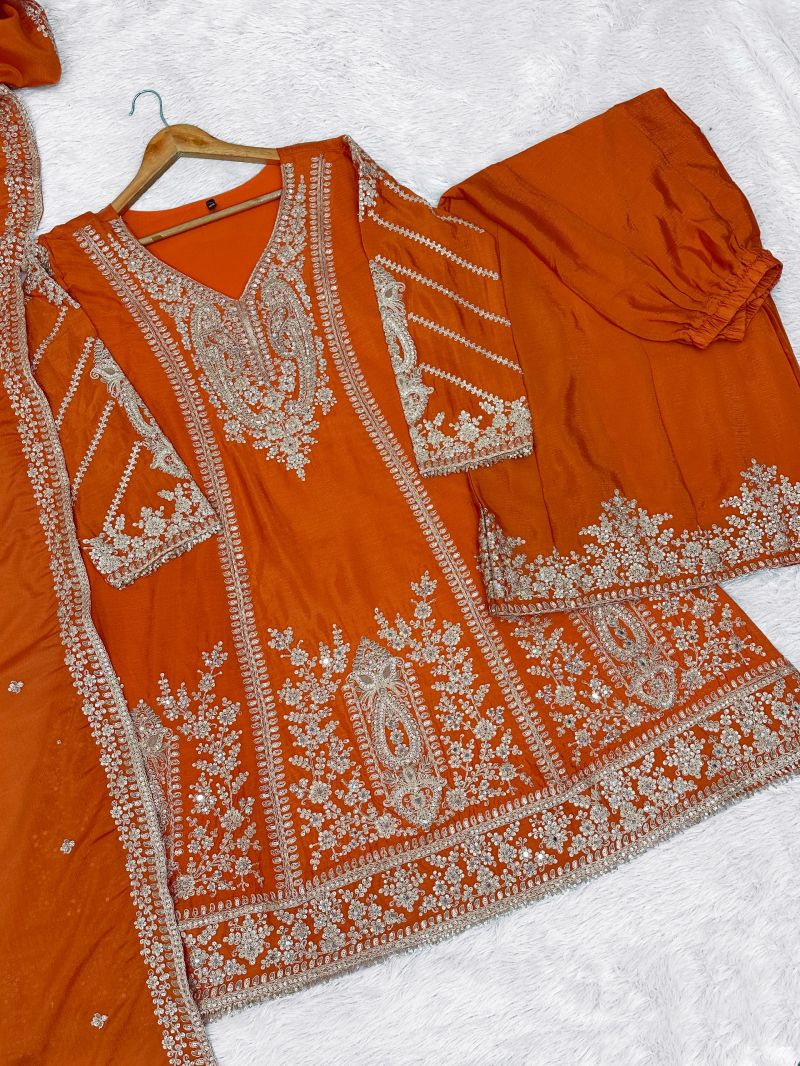 Amrah Wholesale Flora 1001 To 1005 Chinon Embroidered Dress Material