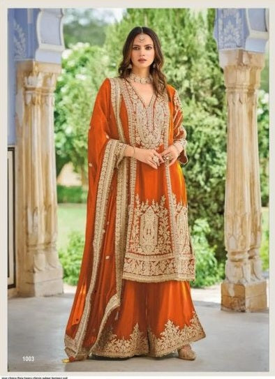 Amrah Wholesale Flora 1001 To 1005 Chinon Embroidered Dress Material