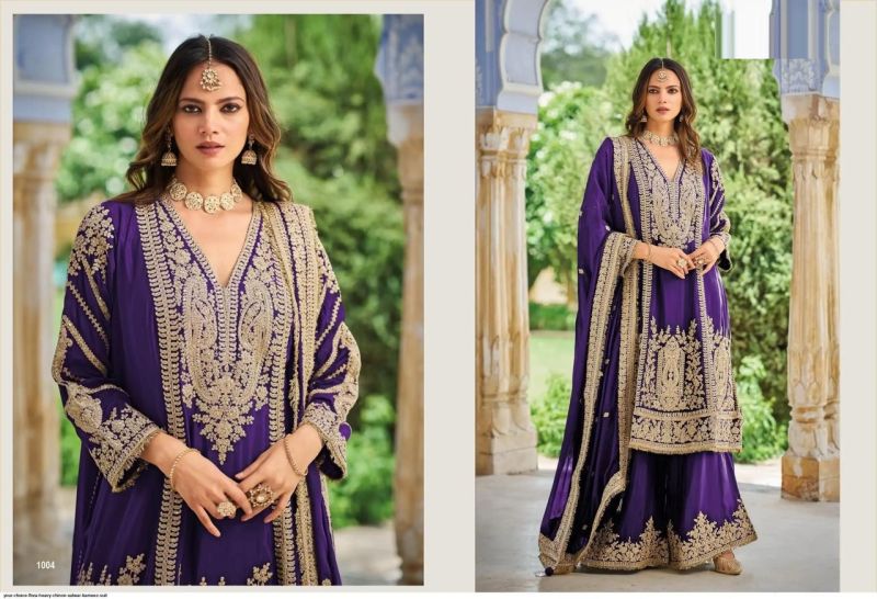 Amrah Wholesale Flora 1001 To 1005 Chinon Embroidered Dress Material
